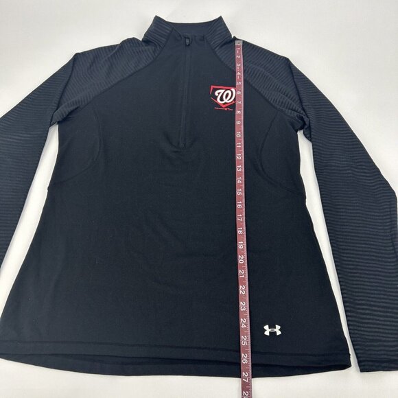 Washington Nationals Shirt Women's XL Black Under Armour 1/2 Zip Pullover MLB - Picture 6 of 9